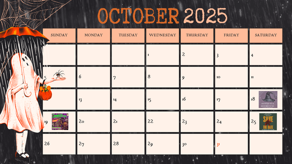 An October 2035 calendar of events that Leafless Ashes will participate in.