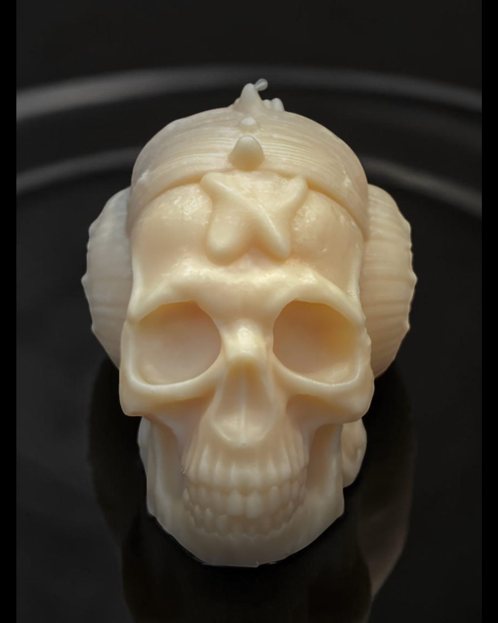 Ram Horn Skull Pillar Candle with Star Design (Unscented) (Unscented)