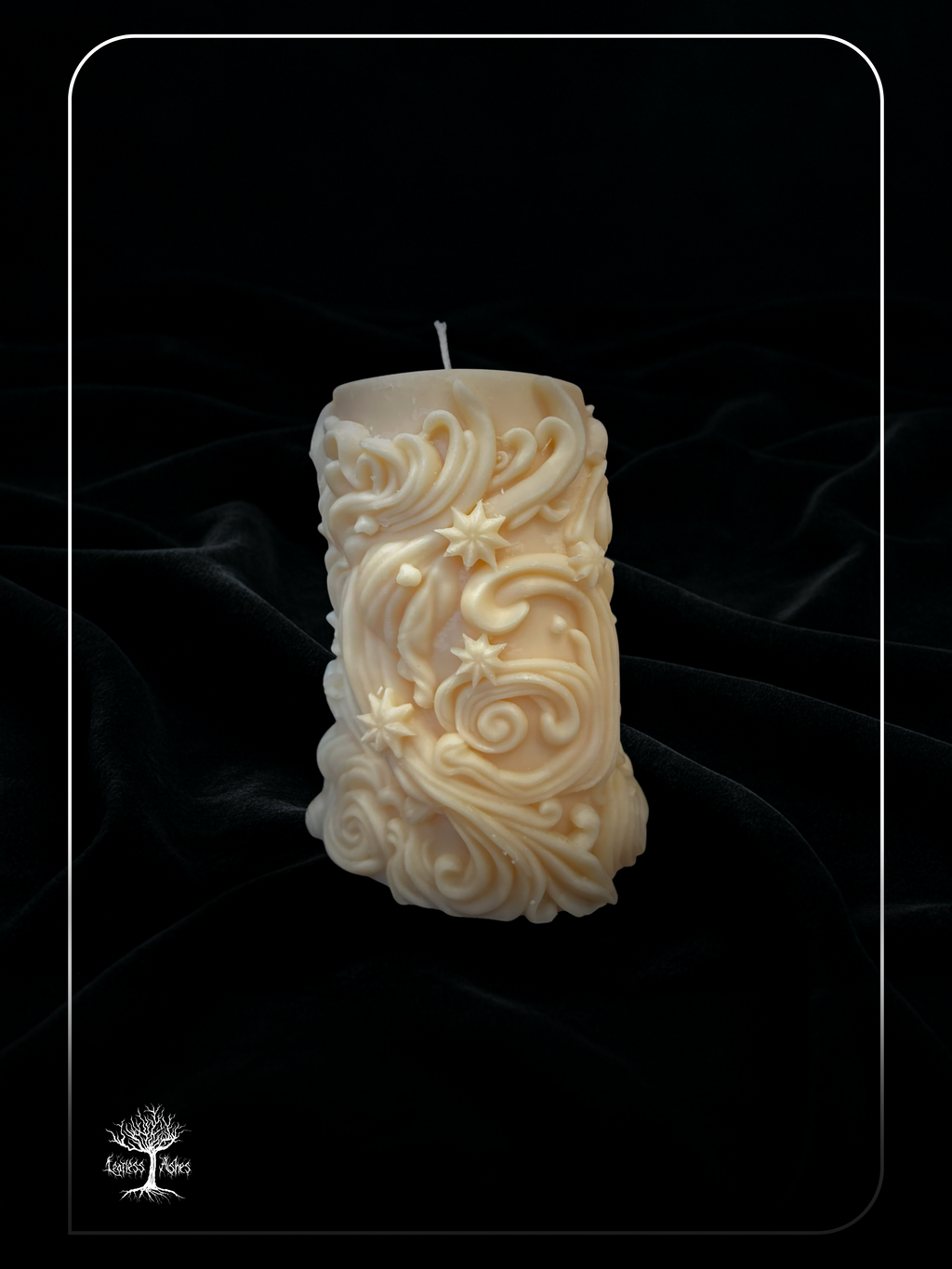Celestial Decorative Column Candle - Spiral Star Design Handmade Wax Pillar Candle (Unscented)
