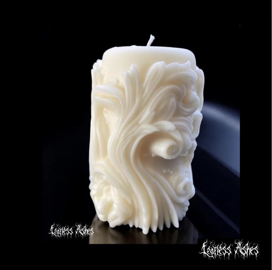 Fantasy Inspired Decorative Candle with Swirl and Star Design (Unscented)