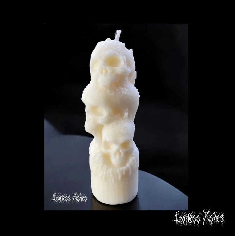 Dark Home Decor Triple Skull Statement Candle (Unscented)