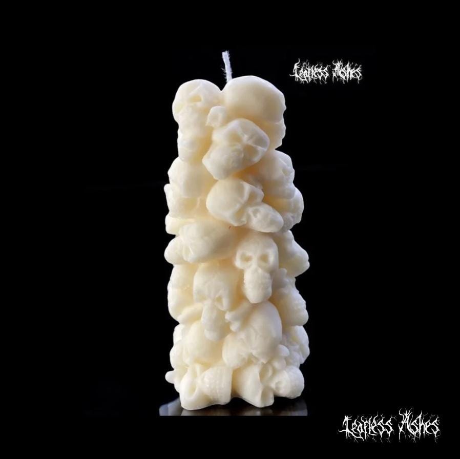 Stacked Skull Wax Candle for Halloween & Horror Decor (Unscented)