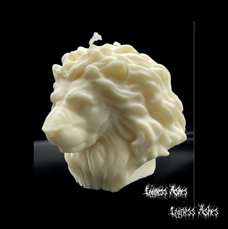 Lion Head Gothic Home Decor Candle - Lion Totem Spiritual Candle Handmade (Unscented)