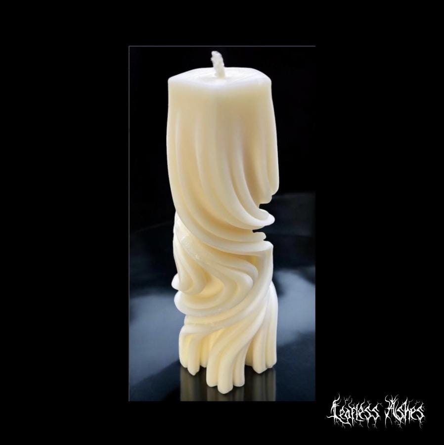 Twisted Spiral Pillar Candle for Modern Gothic Decor (Unscented)