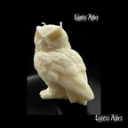 Owl Totem Candle for Pagan Rituals and Meditation - Handcrafted Owl Shaped Decorative Wax Pillar Candle (Unscented)