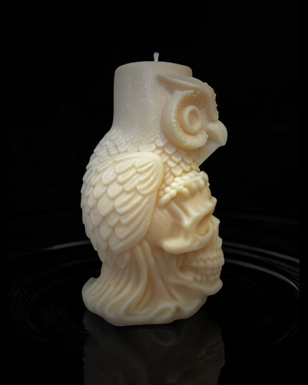 Owl & Skull Pillar Candle (Unscented)(Unscented)