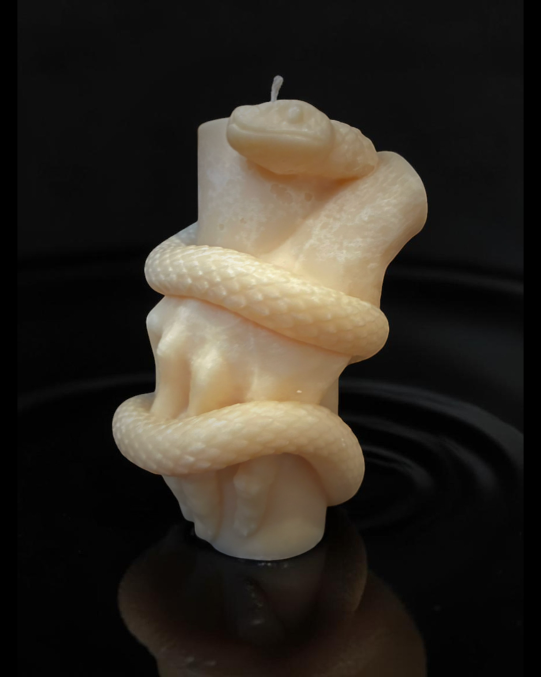 Snake Wrapped Hands Pillar Candle (Unscented) (Unscented)