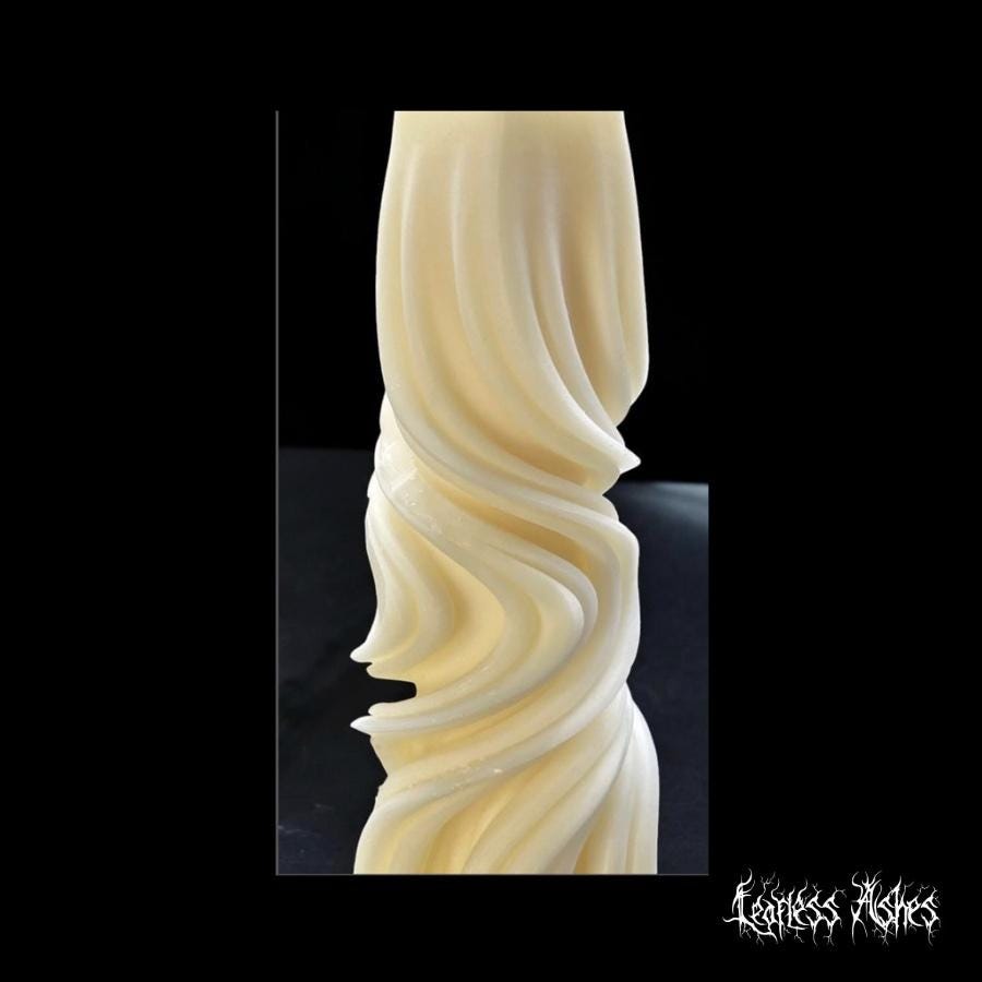 Twisted Spiral Pillar Candle for Modern Gothic Decor (Unscented)