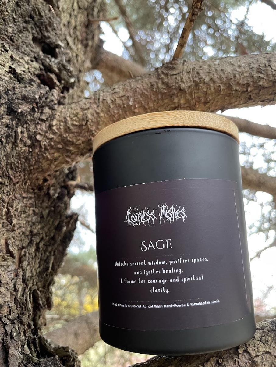 Sage Ritual Candle for Energy Cleansing and Spiritual Protection