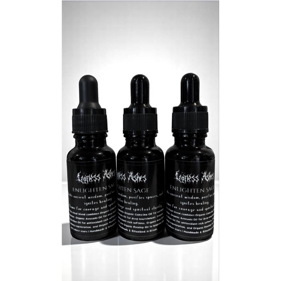 Enlightenment spell oil with sage for wisdom, ritual cleansing, and aura alignment