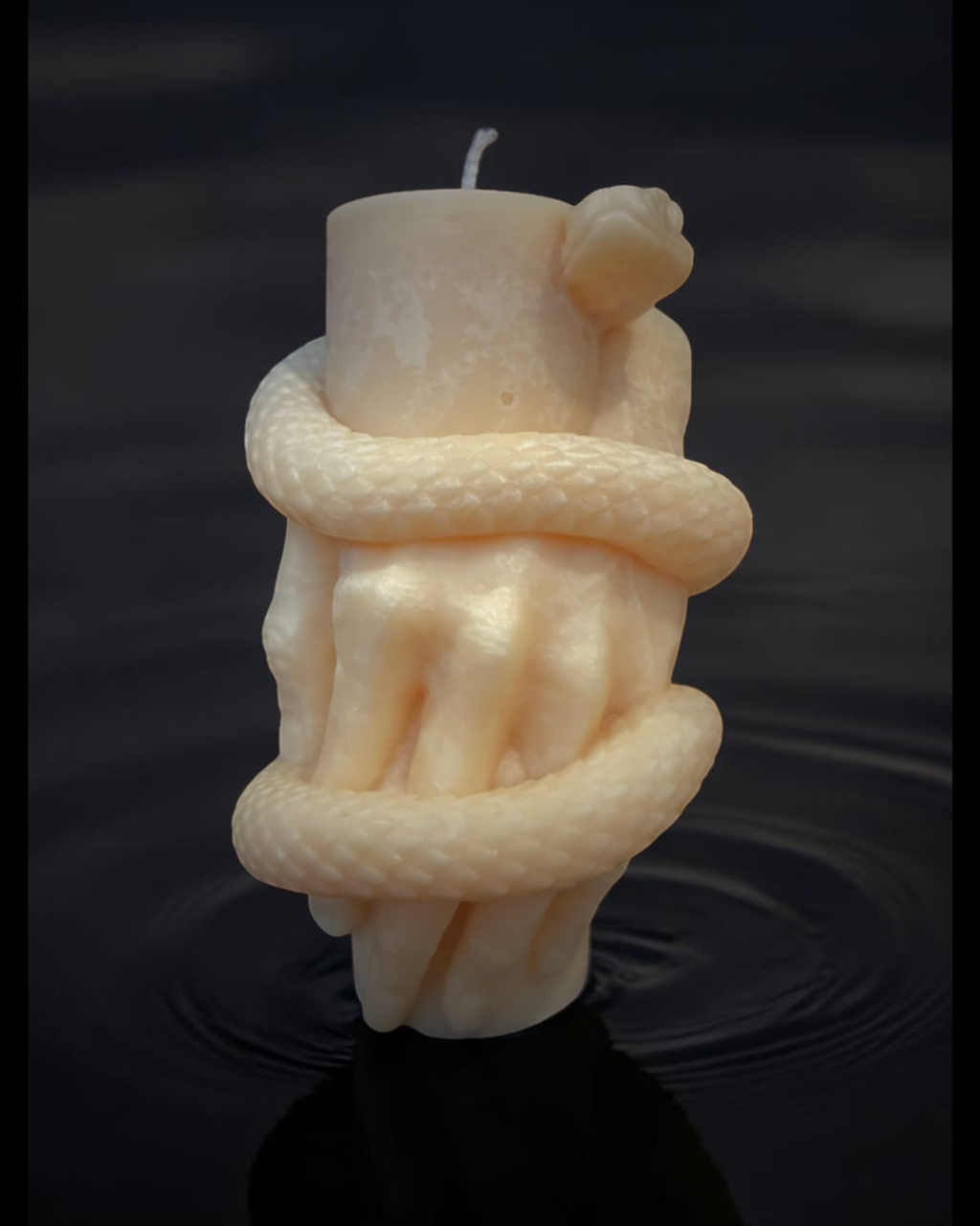 Snake Wrapped Hands Pillar Candle (Unscented) (Unscented)