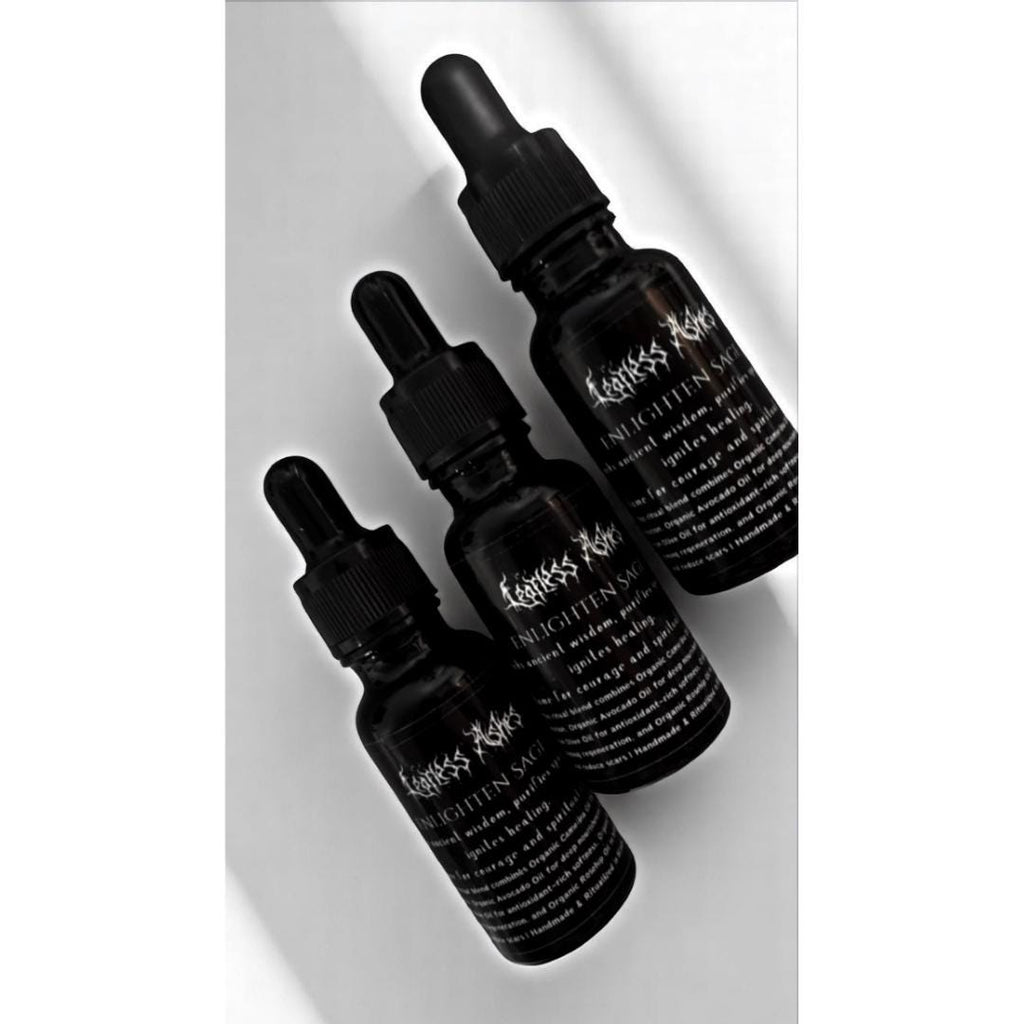 Enlightenment spell oil with sage for wisdom, ritual cleansing, and aura alignment
