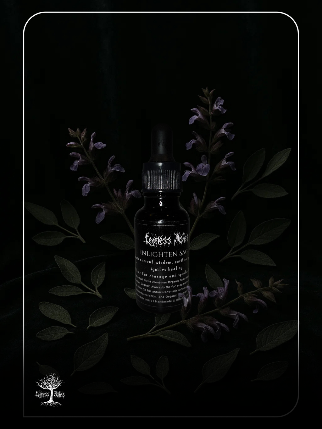 Enlightenment spell oil with sage for wisdom, ritual cleansing, and aura alignment