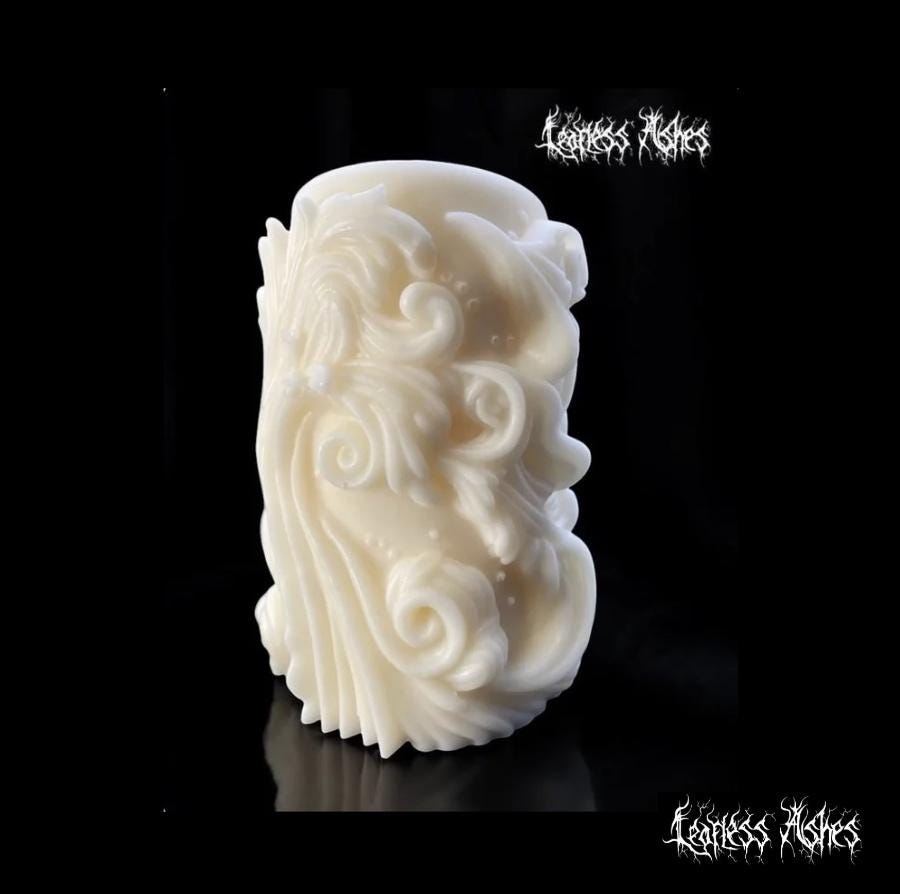 Fantasy Inspired Decorative Candle with Swirl and Star Design (Unscented)