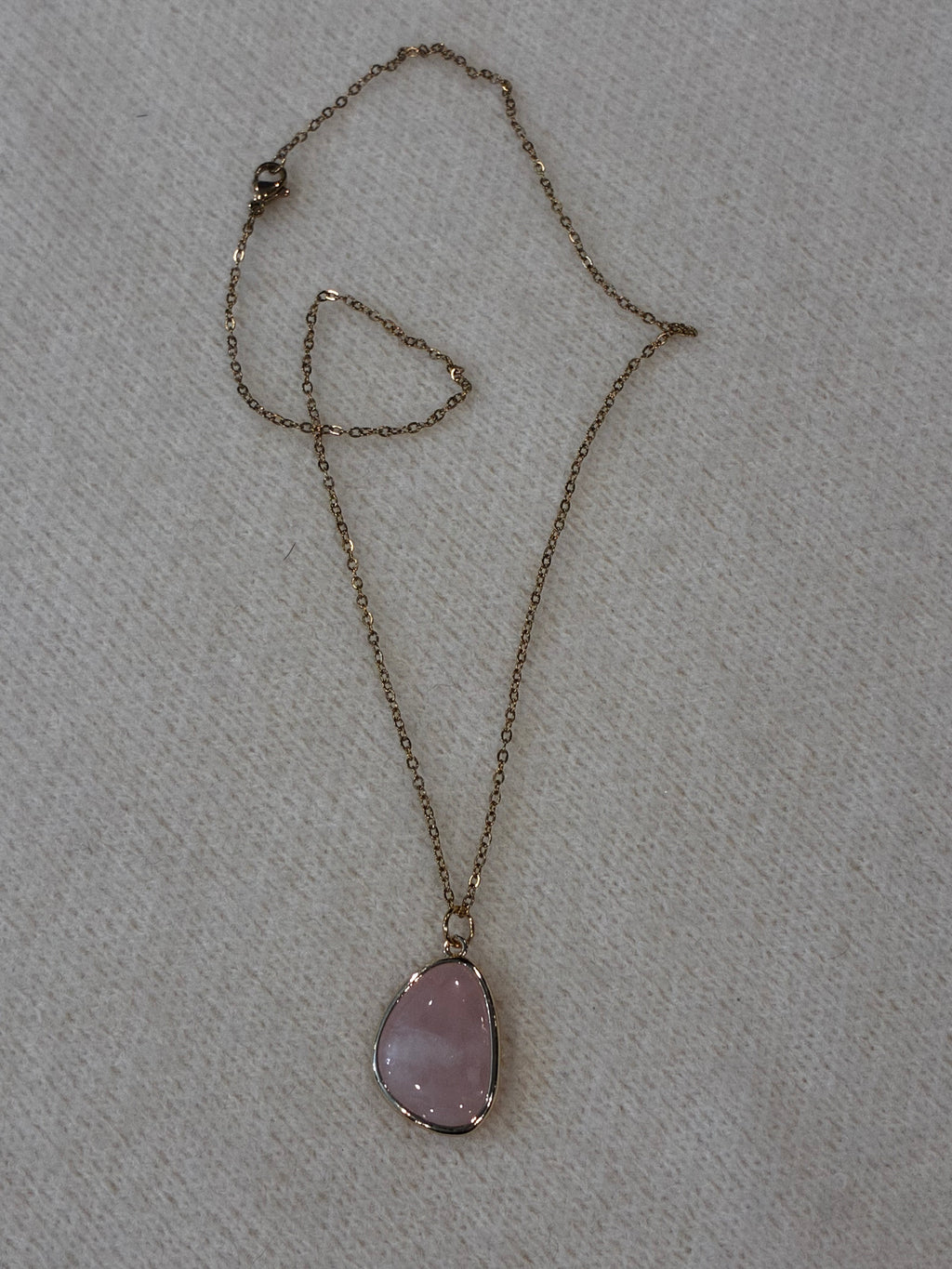 Rose Quartz Necklace – Natural Pink Gemstone Pendant – Stainless Steel Gold Chain – Self Love & Heart Healing Jewelry