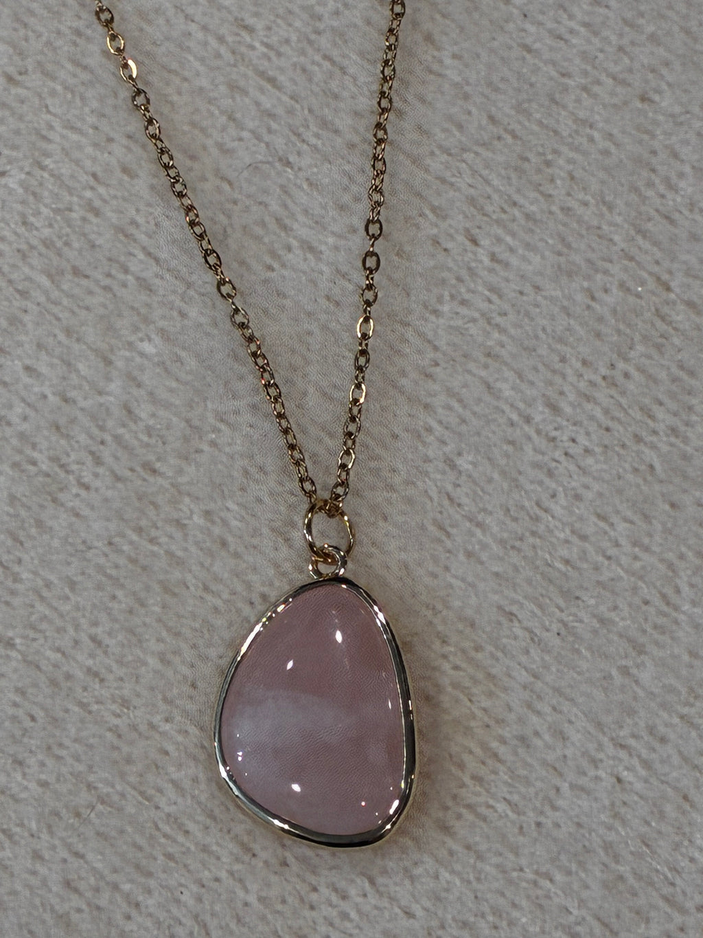 Rose Quartz Necklace – Natural Pink Gemstone Pendant – Stainless Steel Gold Chain – Self Love & Heart Healing Jewelry