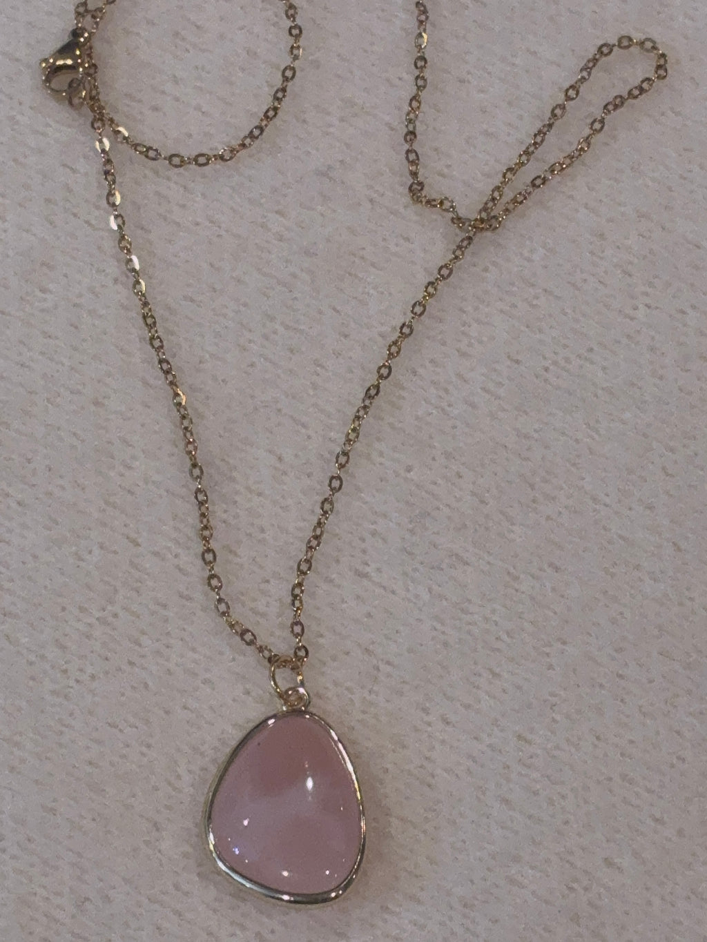 Rose Quartz Necklace – Natural Pink Gemstone Pendant – Stainless Steel Gold Chain – Self Love & Heart Healing Jewelry