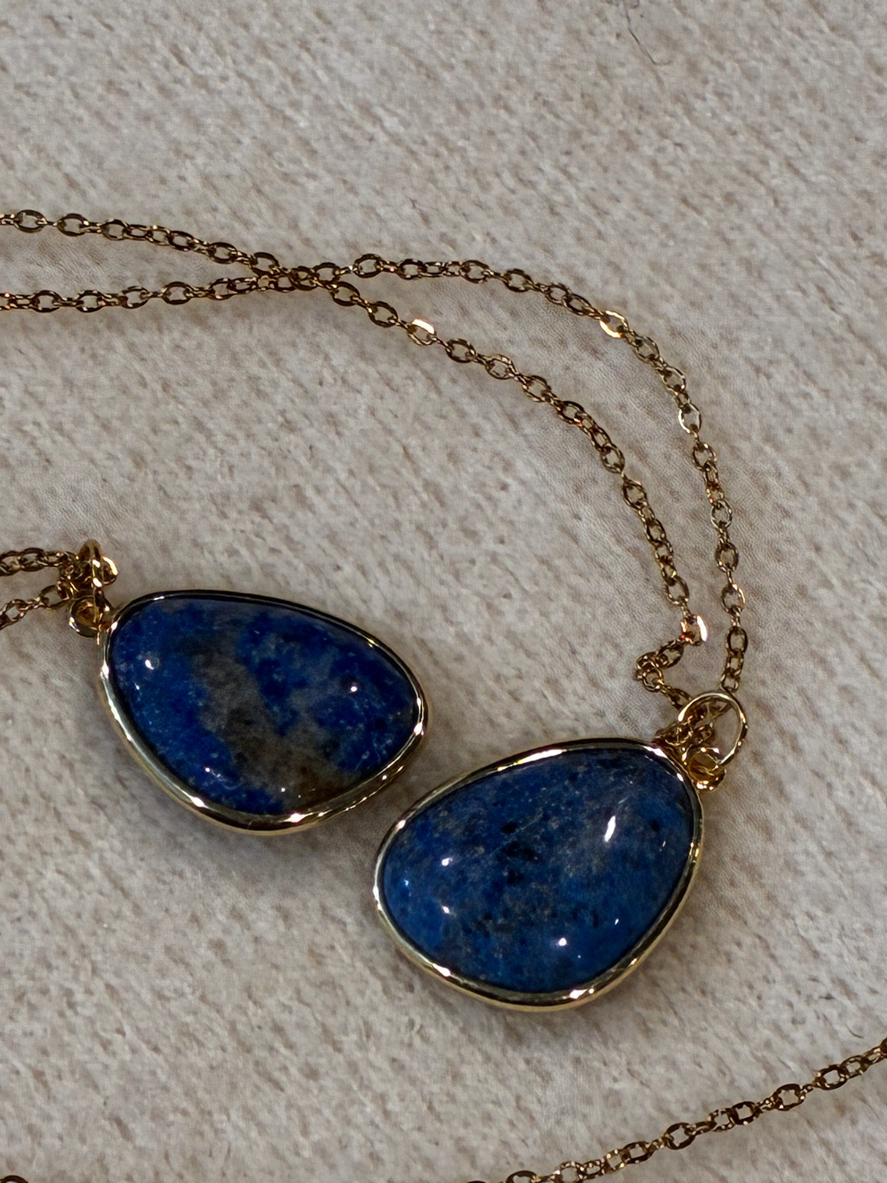 Lapis Lazuli Necklace – Natural Blue Gemstone Pendant – Gold Stainless Steel Chain – Wisdom, Truth & Protection Crystal