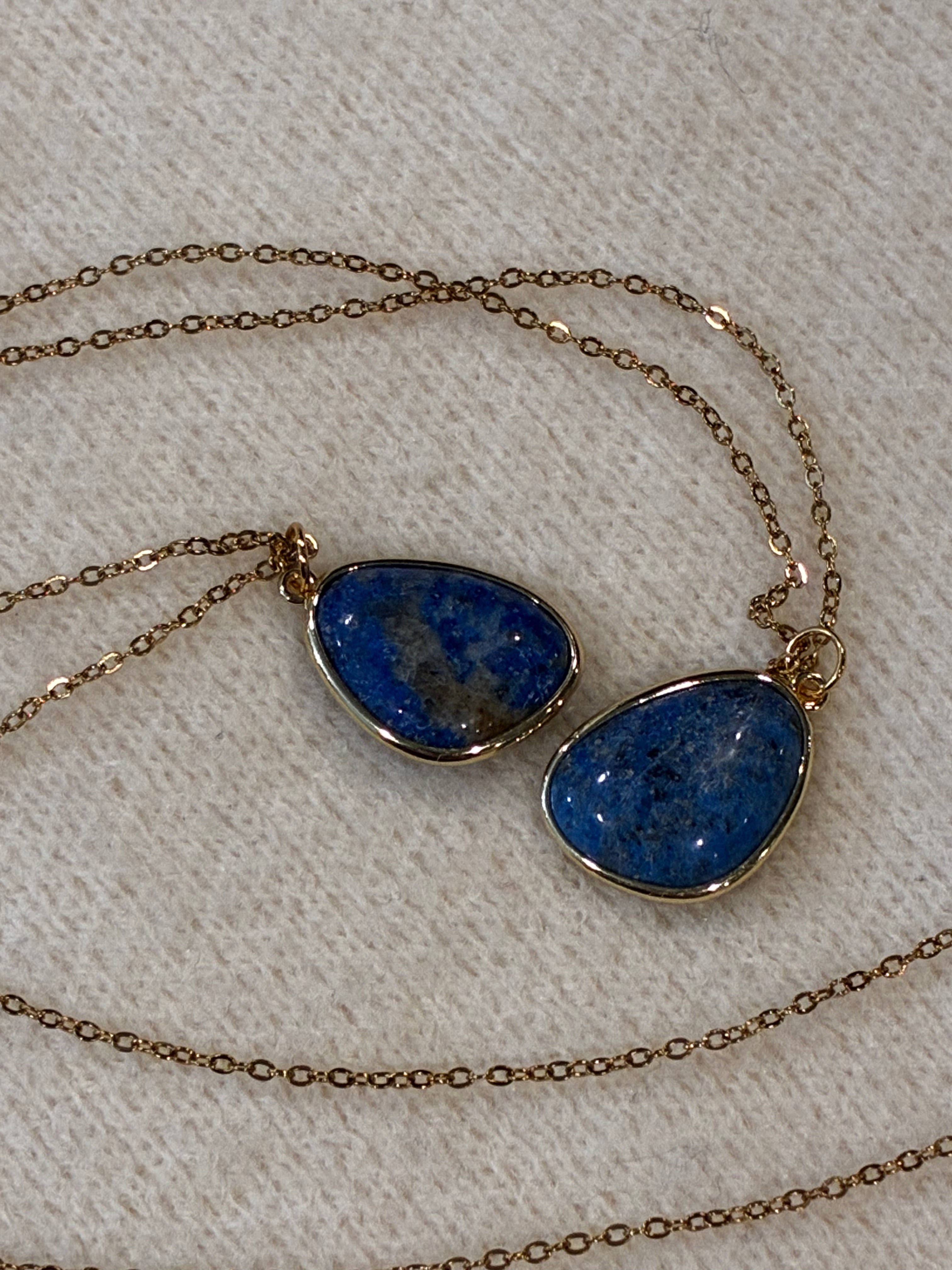 Lapis Lazuli Necklace – Natural Blue Gemstone Pendant – Gold Stainless Steel Chain – Wisdom, Truth & Protection Crystal