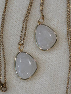 Milky Quartz Necklace – Natural White Gemstone Pendant – Gold Stainless Steel Chain – Clarity, Calm & Energy Cleansing Crystal