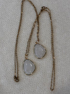 Milky Quartz Necklace – Natural White Gemstone Pendant – Gold Stainless Steel Chain – Clarity, Calm & Energy Cleansing Crystal