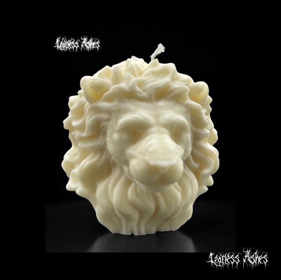 Lion Head Gothic Home Decor Candle - Lion Totem Spiritual Candle Handmade (Unscented)