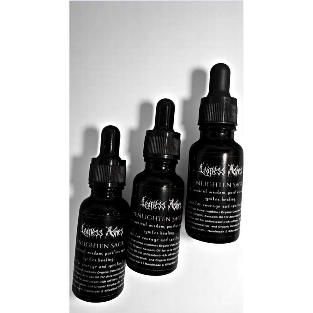 Enlightenment spell oil with sage for wisdom, ritual cleansing, and aura alignment