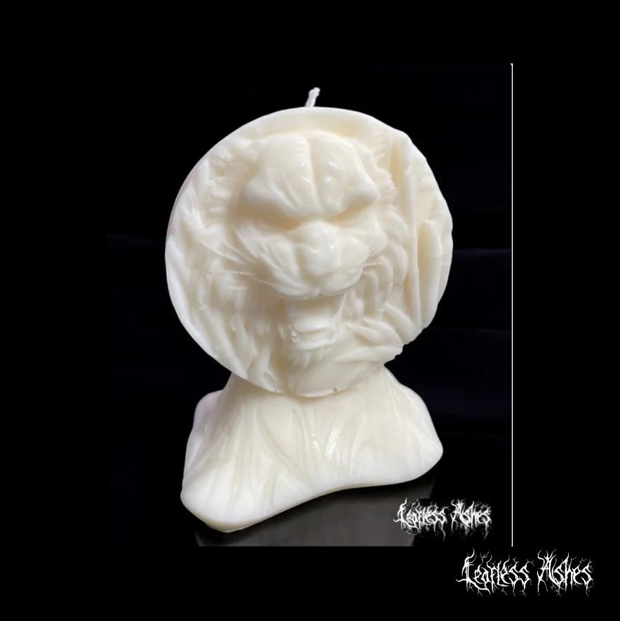 Tiger Head Decorative Handmade Pillar Candle for Altars and Home Decor (Unscented)