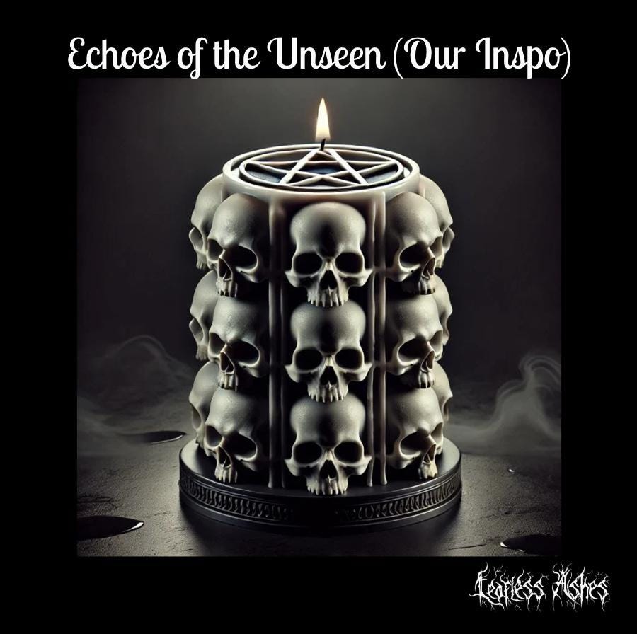 Pentagram and Skull's Pile Handmade Premium Wax Pillar Candle (Unscented)