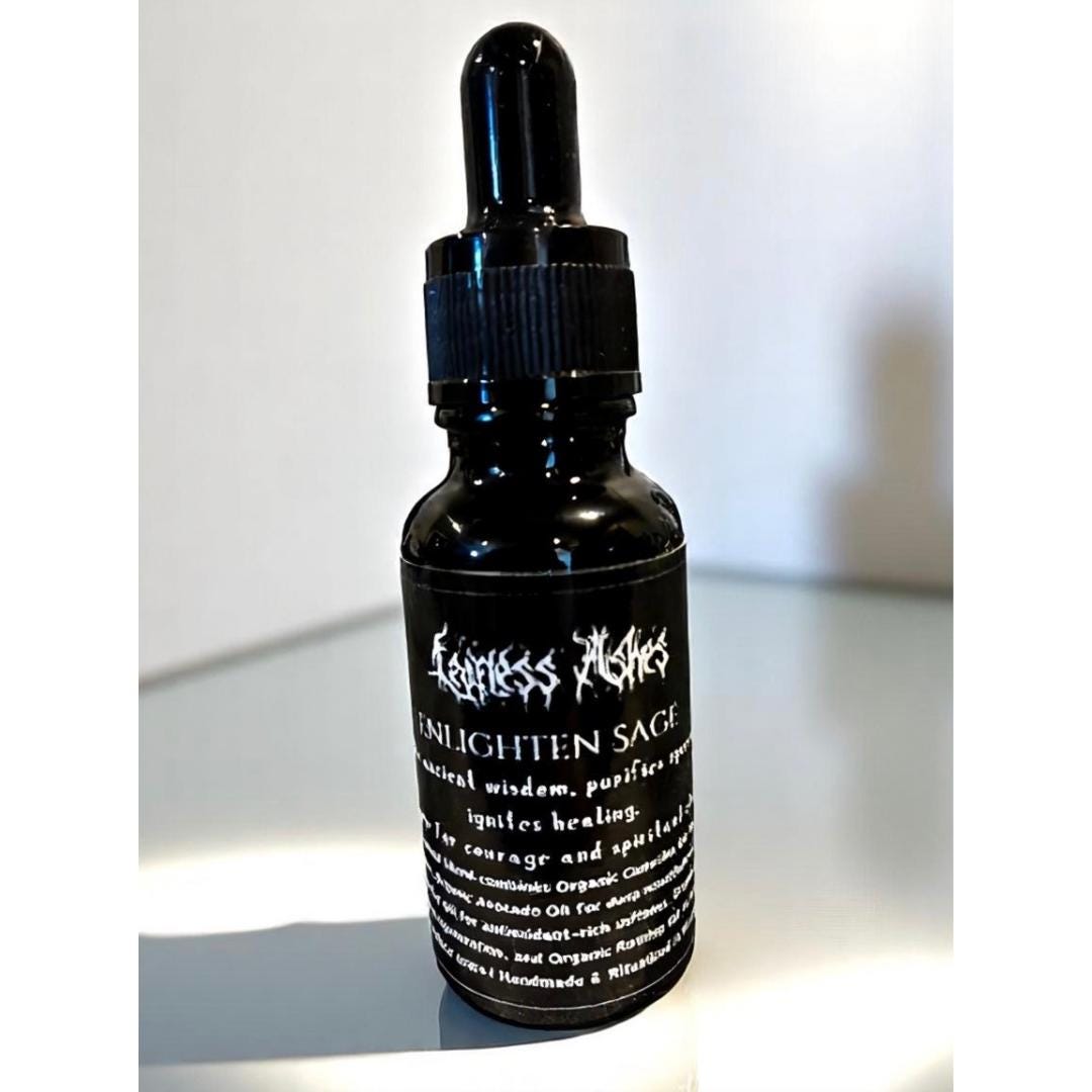 Enlightenment spell oil with sage for wisdom, ritual cleansing, and aura alignment