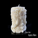 Celestial Decorative Column Candle - Spiral Star Design Handmade Wax Pillar Candle (Unscented)
