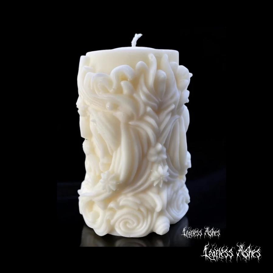 Celestial Decorative Column Candle - Spiral Star Design Handmade Wax Pillar Candle (Unscented)