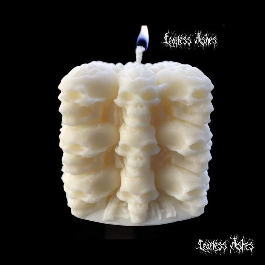 Gothic Skull Candle Handmade Pillar Decor (Unscented)