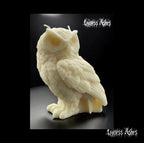 Owl Totem Candle for Pagan Rituals and Meditation - Handcrafted Owl Shaped Decorative Wax Pillar Candle (Unscented)