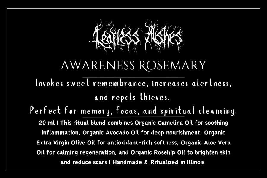Awareness Rosemary Ritual Oil for Energy Purification, Spiritual Protection, Aura Clarity, and Witchcraft Use