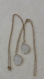 Milky Quartz Necklace – Natural White Gemstone Pendant – Gold Stainless Steel Chain – Clarity, Calm & Energy Cleansing Crystal
