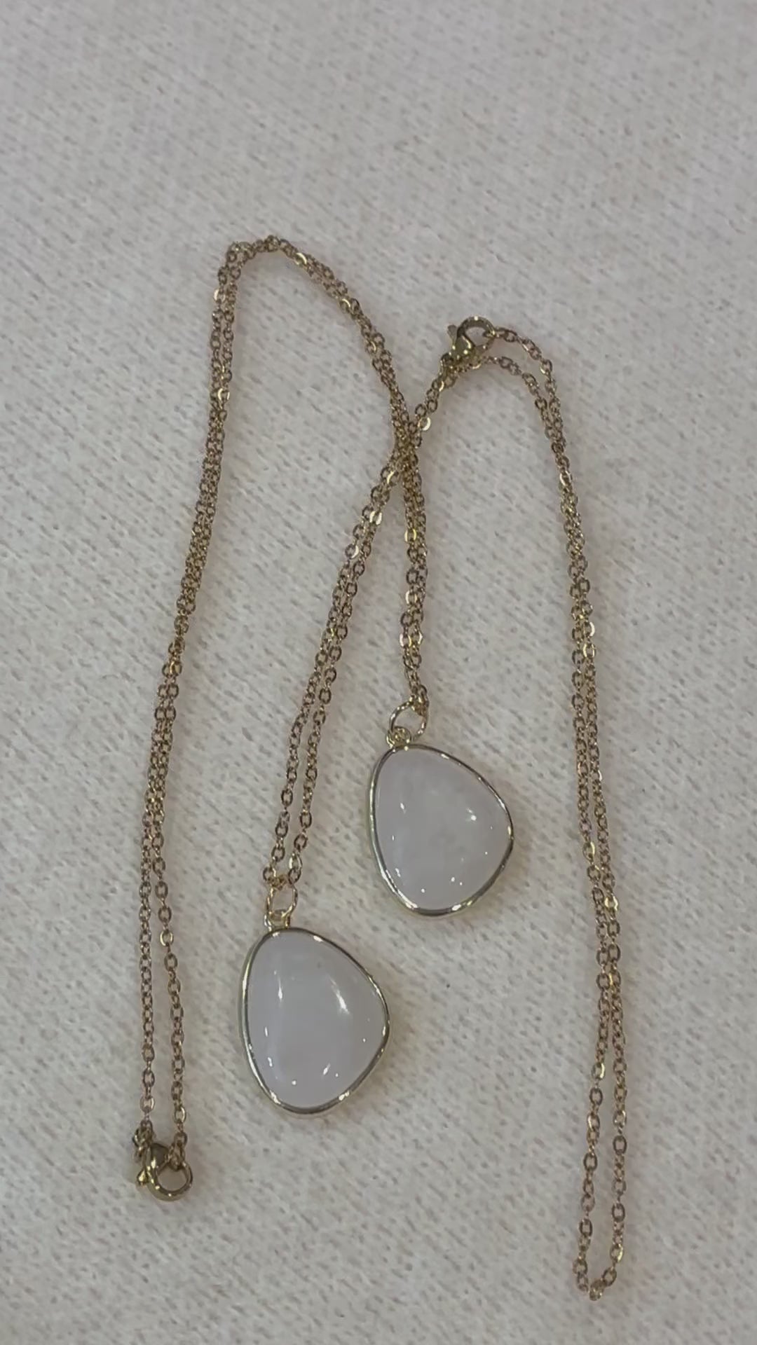 Milky Quartz Necklace – Natural White Gemstone Pendant – Gold Stainless Steel Chain – Clarity, Calm & Energy Cleansing Crystal
