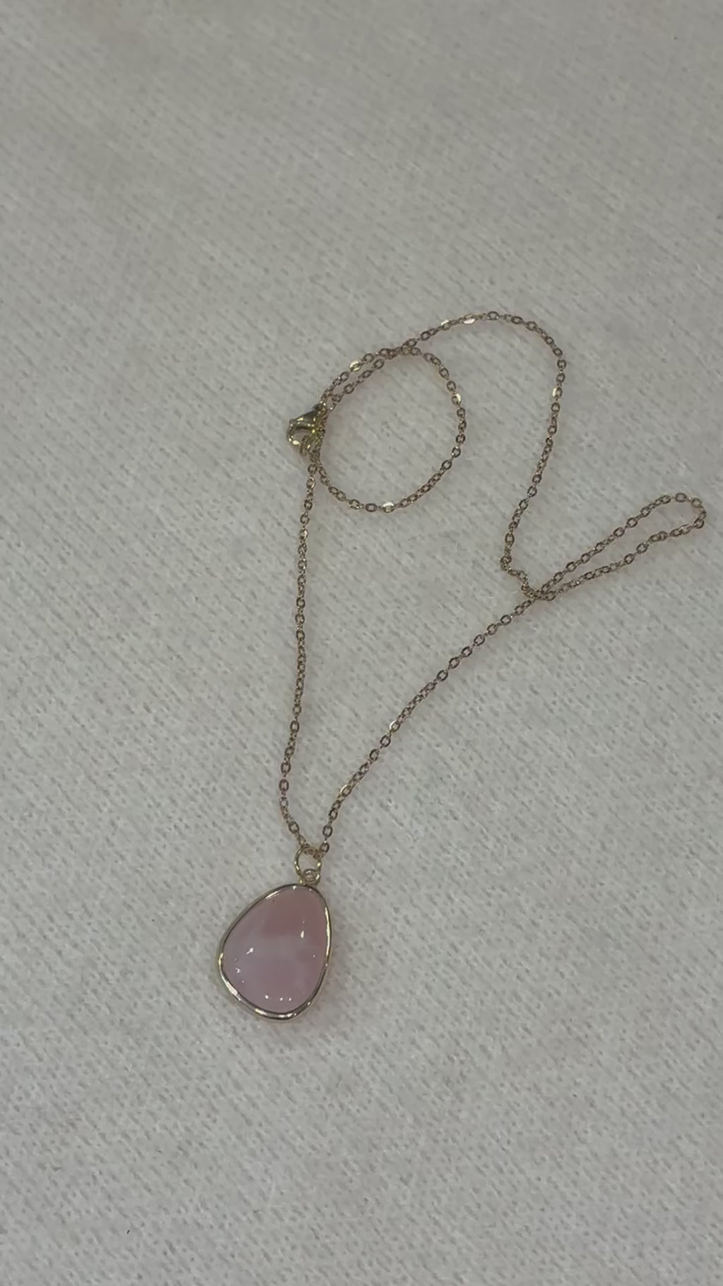 Rose Quartz Necklace – Natural Pink Gemstone Pendant – Stainless Steel Gold Chain – Self Love & Heart Healing Jewelry
