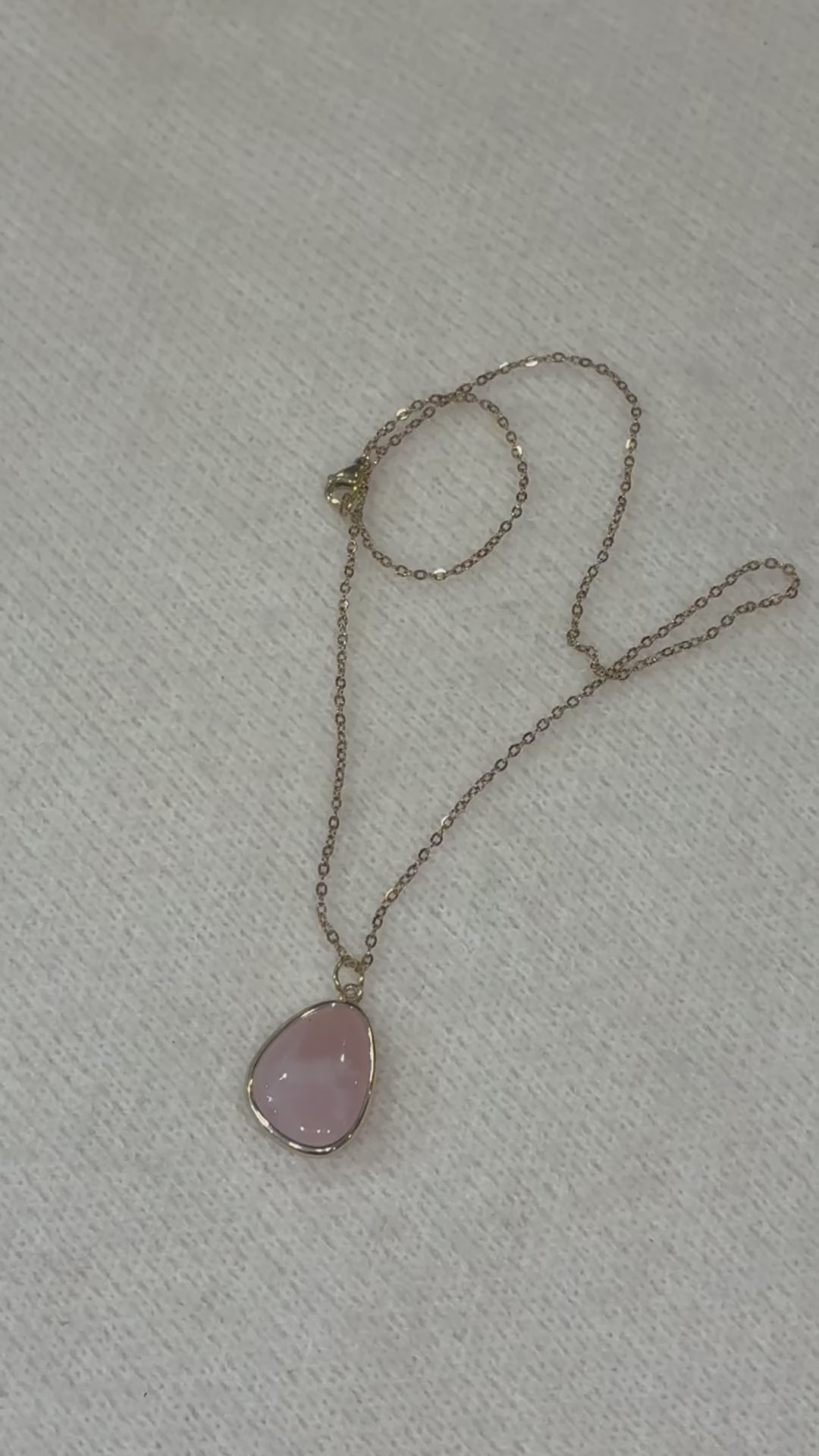 Rose Quartz Necklace – Natural Pink Gemstone Pendant – Stainless Steel Gold Chain – Self Love & Heart Healing Jewelry