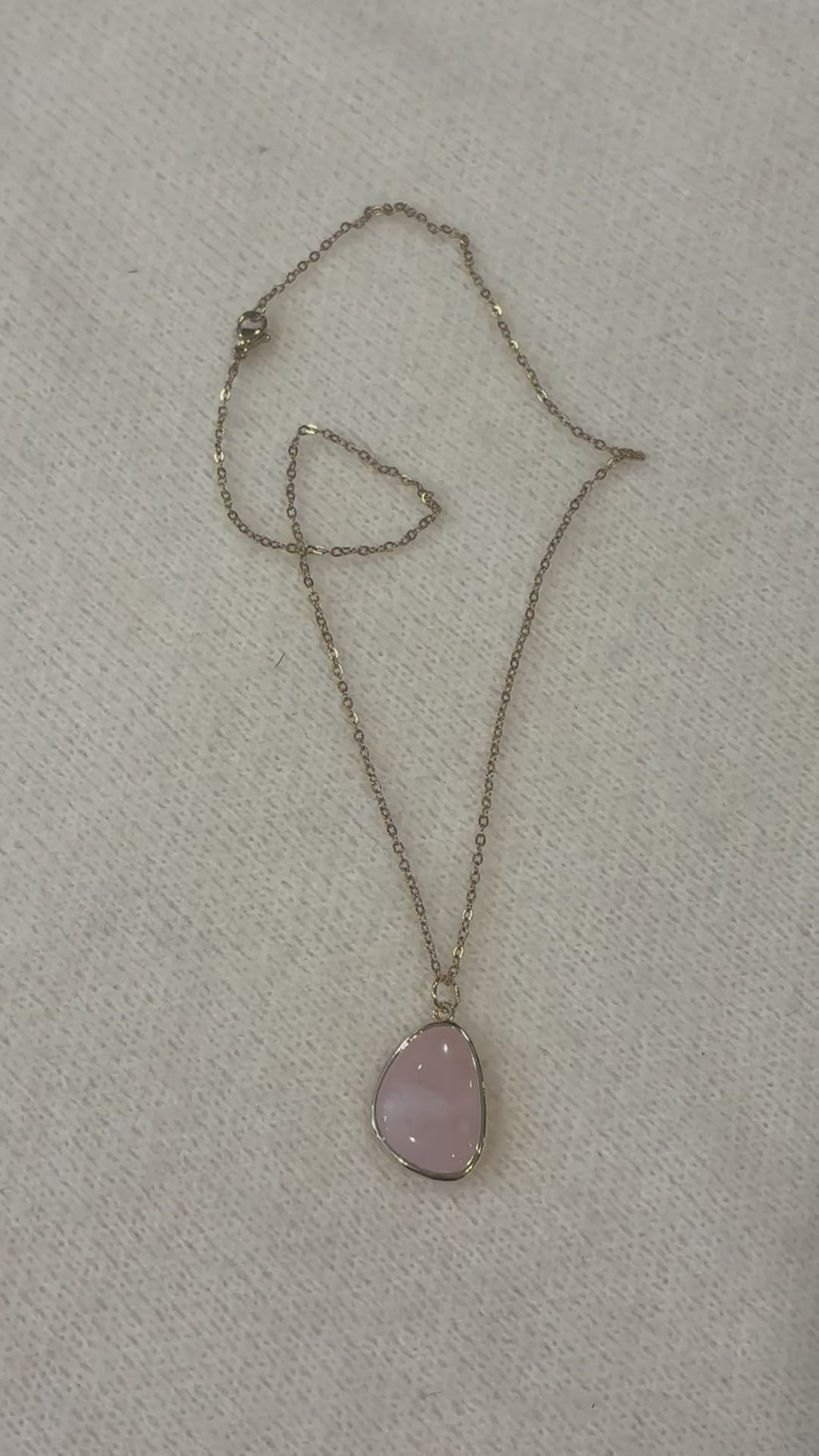 Rose Quartz Necklace – Natural Pink Gemstone Pendant – Stainless Steel Gold Chain – Self Love & Heart Healing Jewelry