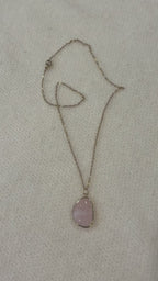 Rose Quartz Necklace – Natural Pink Gemstone Pendant – Stainless Steel Gold Chain – Self Love & Heart Healing Jewelry