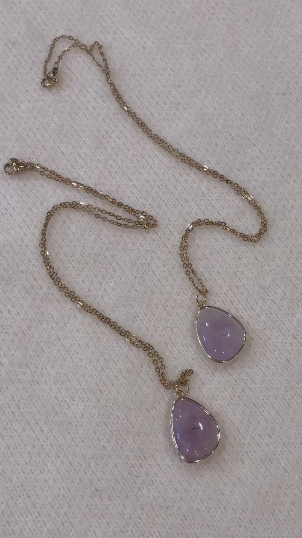 Lavender Amethyst Necklace – Natural Purple Gemstone Pendant – Gold Stainless Steel Chain – Calm, Intuition & Protection Crystal