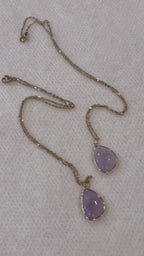 Lavender Amethyst Necklace – Natural Purple Gemstone Pendant – Gold Stainless Steel Chain – Calm, Intuition & Protection Crystal
