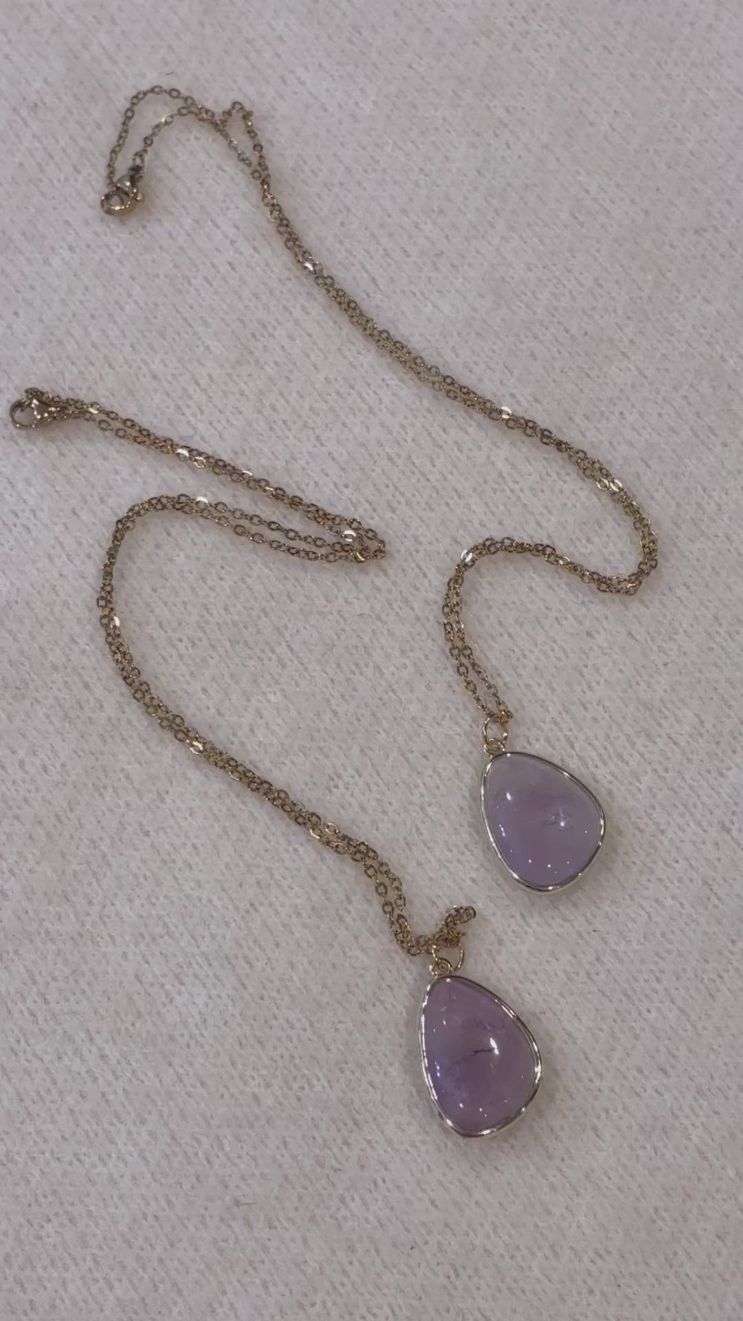 Lavender Amethyst Necklace – Natural Purple Gemstone Pendant – Gold Stainless Steel Chain – Calm, Intuition & Protection Crystal