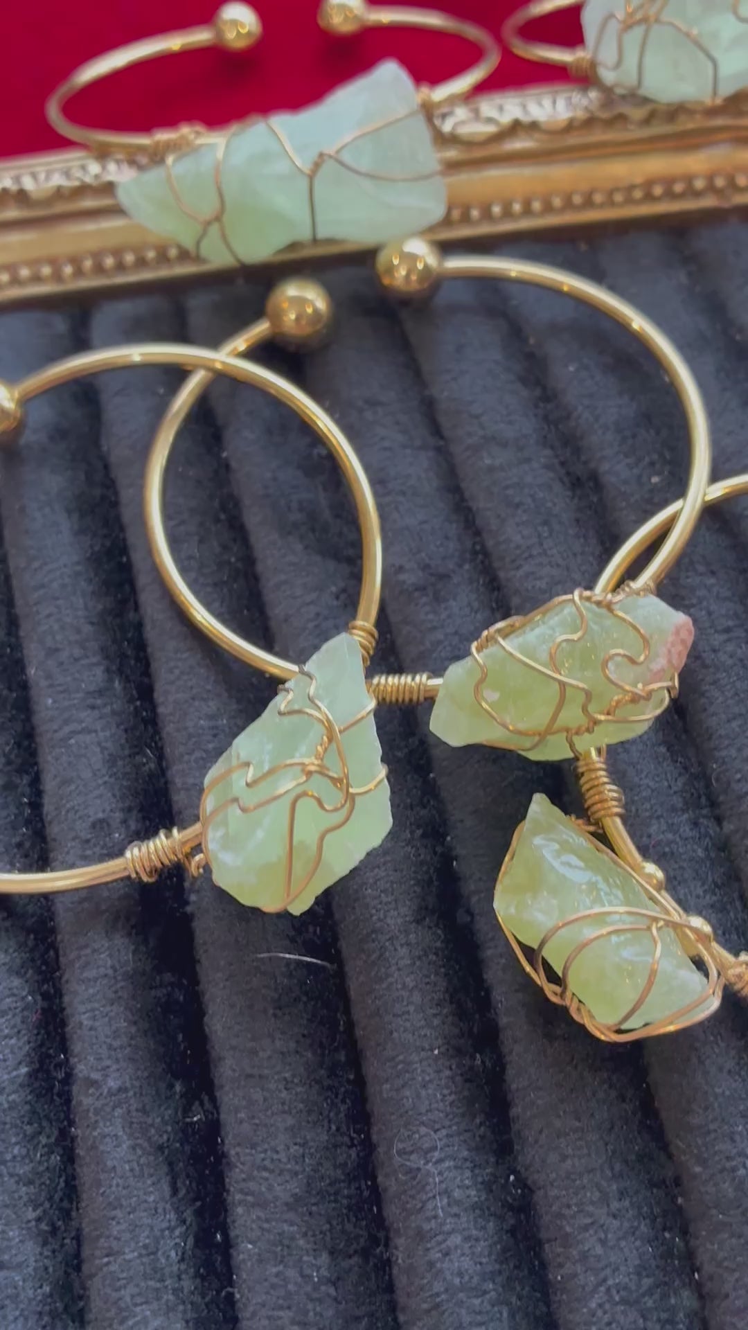 Raw Green Calcite Bracelet – Natural Lime Green Crystal Cuff – Gold Stainless Steel Bangle – Renewal & Heart Healing Stone